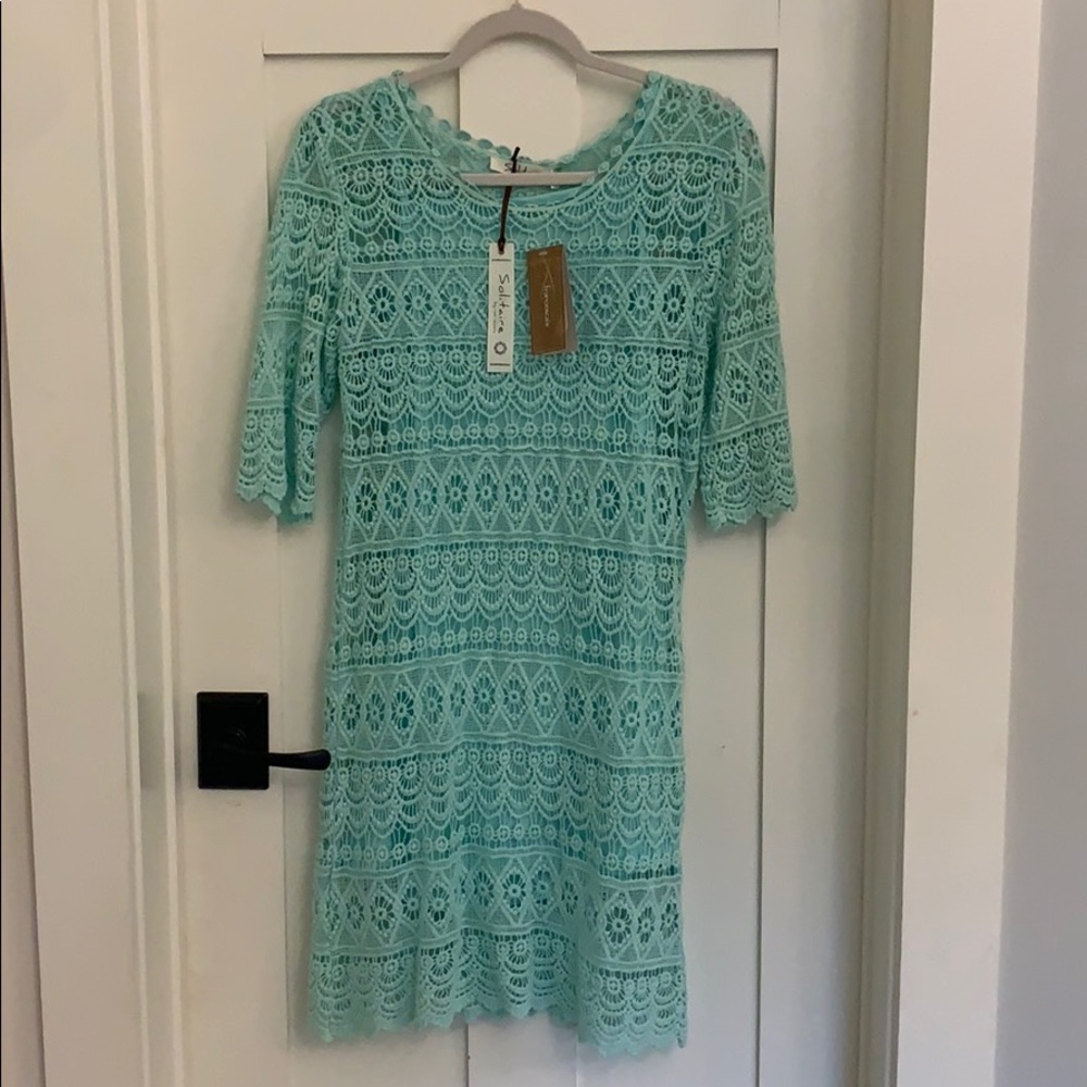 Francesca’s Crochet dress Mint Large-NEW
